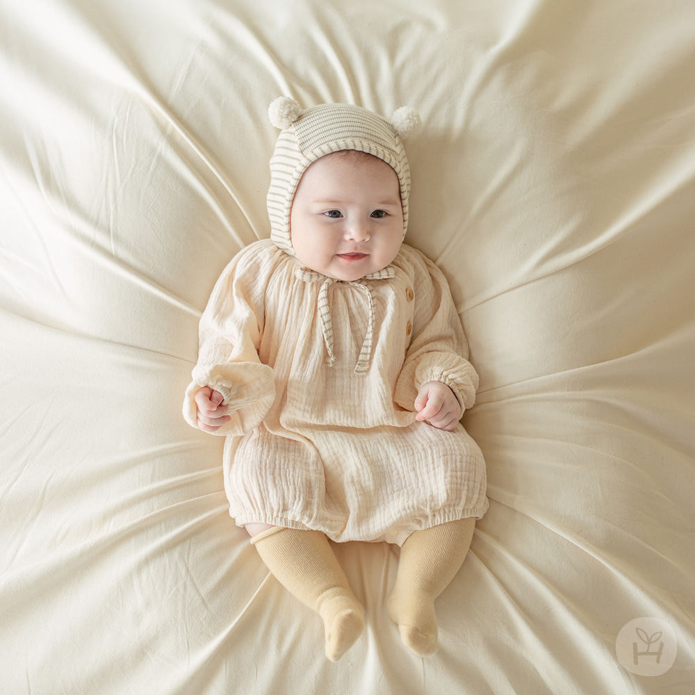 韩国进口秋季薄款长袖纯棉哈衣男女宝宝休闲三角爬服婴儿童连身衣
