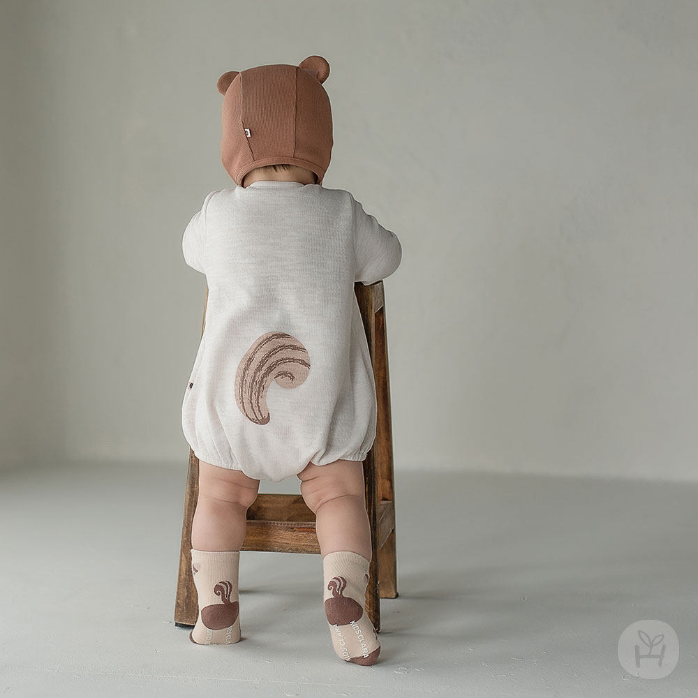 韩国进口可爱松鼠连体爬服男女宝宝连身哈衣婴幼儿百天周岁童装