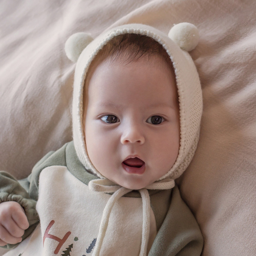 韩国进口婴儿童帽子男女宝宝防风护耳胎帽秋冬针织可爱飞行套头帽