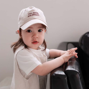韩国进口婴儿童夏天遮太阳鸭舌帽男女宝宝薄款防晒棒球帽薄款帽子