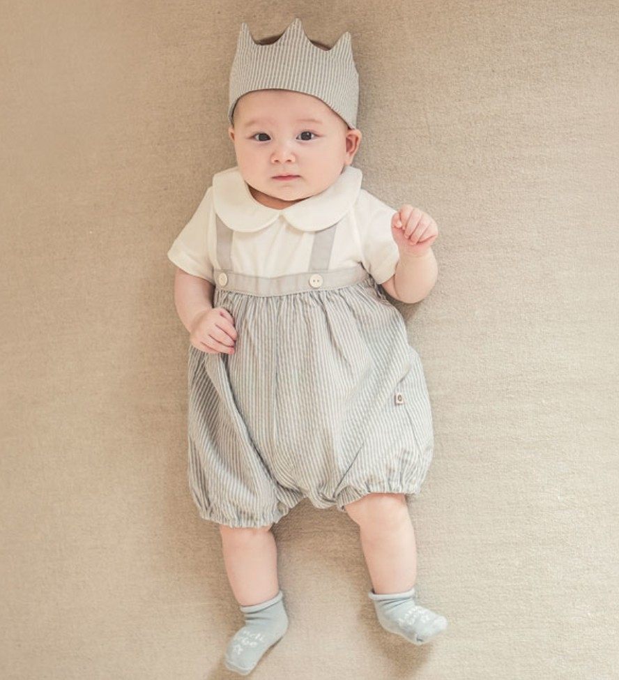 韩国进口男女宝宝婴儿春夏童装连体爬服连身包屁衣服绅士哈衣拍照