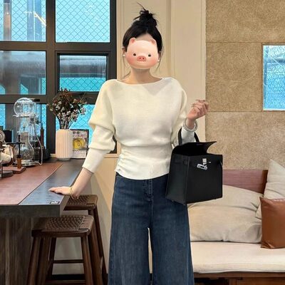 掐腰设计感针织衫女春秋