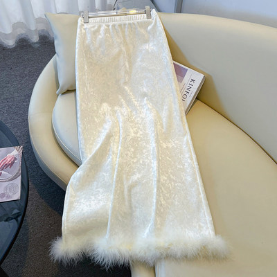 白色新中式国风丝绒半身