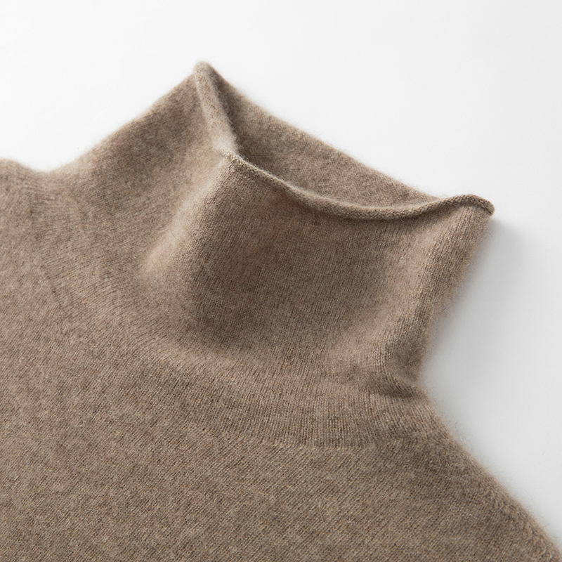 外贸一线成衣羊绒衫女堆堆领毛衣秋冬新款卷边高领羊毛针织打底衫