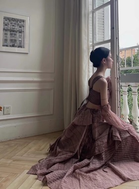 ISAEI - 枯木玫瑰色立裁连衣裙  PARTOU品牌集合店