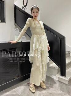 嫩黄色真丝绷带羊毛连衣裙 PARTOU品牌集合店 Chen Jagee