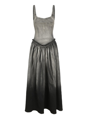 PengTai 24aw 两色 牛仔背心褶皱连衣裙