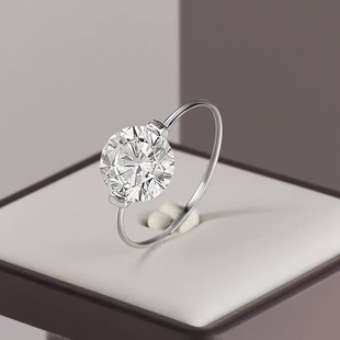 天然白水晶1克拉人鱼之泪定制闭口戒指