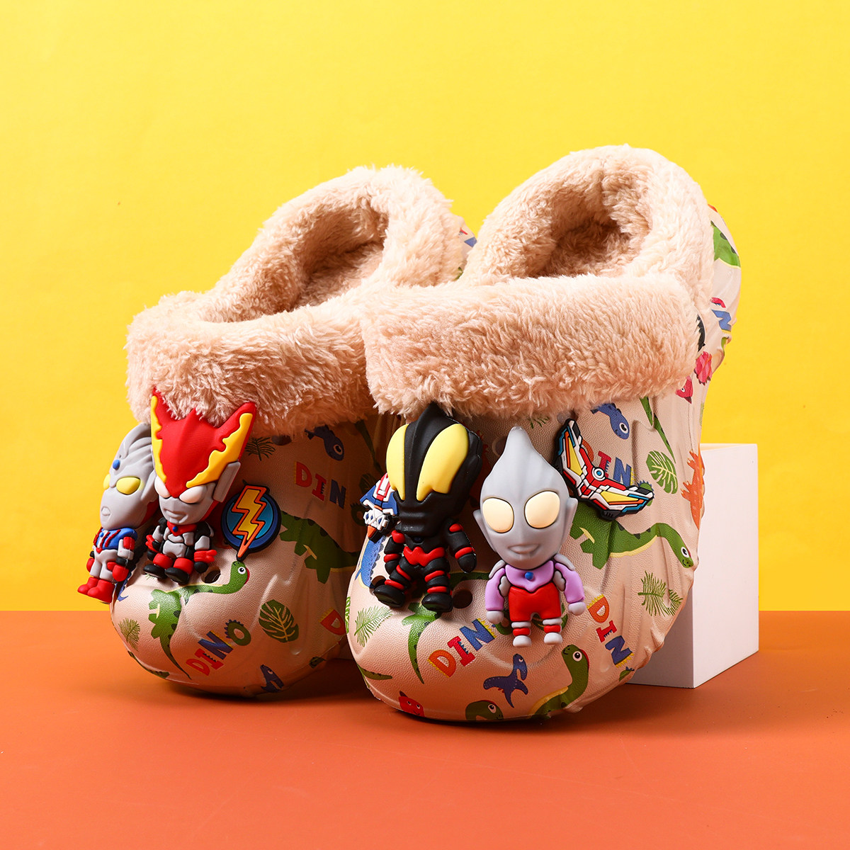 贝利亚儿童棉拖鞋男童毛毛鞋2025秋冬季新款男孩防滑软底防寒棉鞋