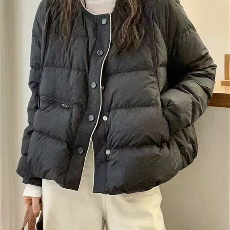 平湖羽绒服女款短款冬季白鸭绒羽绒外套女新款高级感