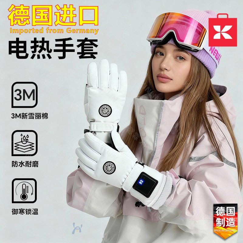 德国进口冬天电加热手套新款充电加热保暖摩托电动车骑行发热防寒