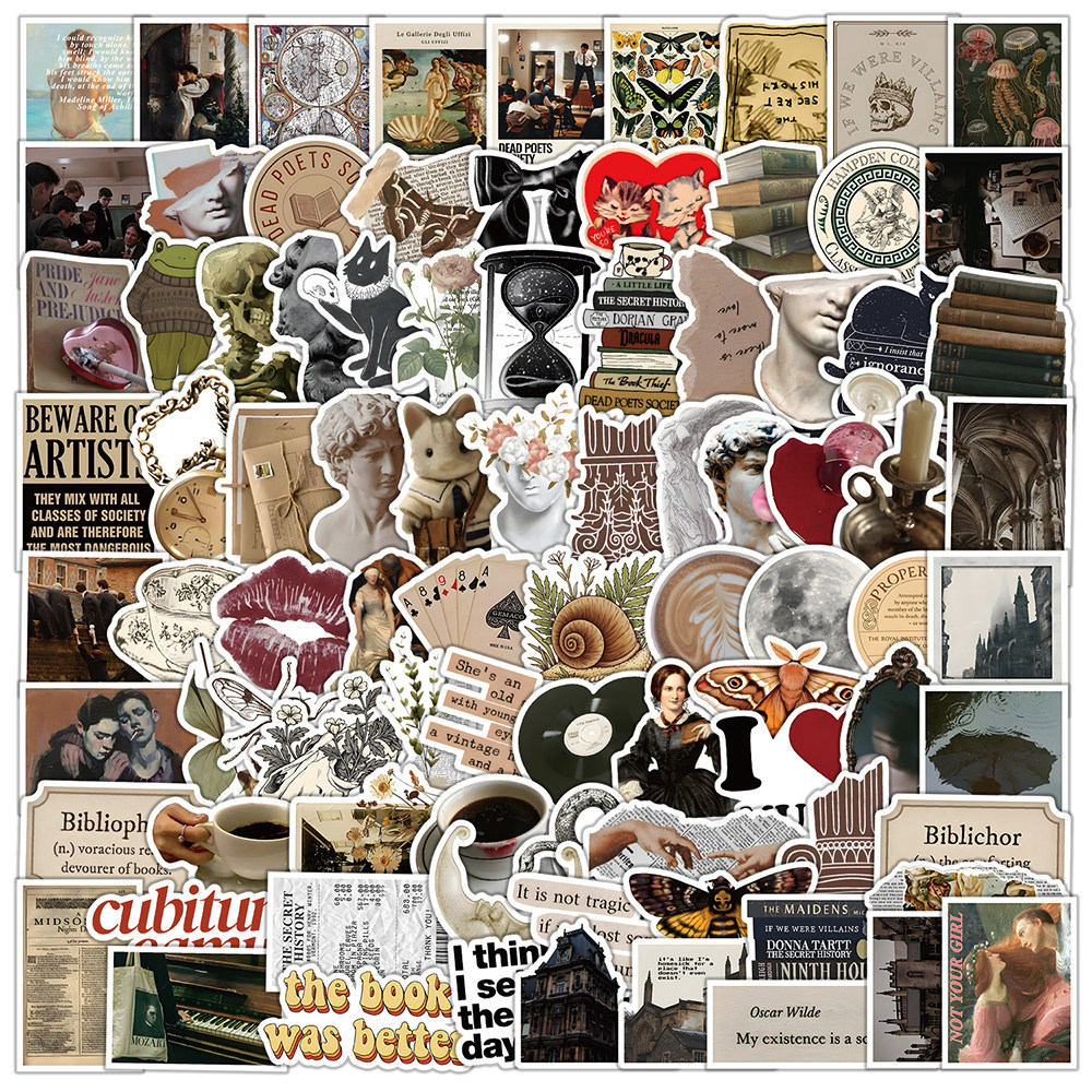 100张复古宫廷ins风文艺贴纸高级感报纸创意装饰手机壳防水贴画