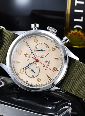 2024国货之光 锅盖玻璃5针多功能计时大气石英手表学生红星钟表