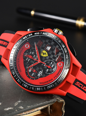 六针全功能计时橡胶带男士法拉牌休闲跑秒计时F1手表学生防水手表