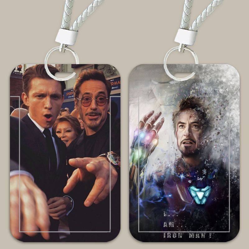 饭卡卡套学生校园校牌工作牌幼儿园接送卡钥匙扣带挂绳钢铁侠周边