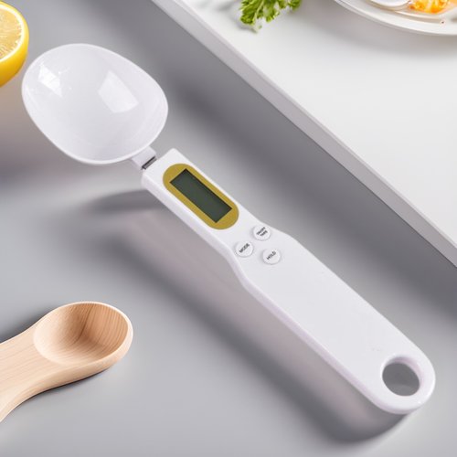 厂家白色勺子秤 精准500g/0.1g电子量勺秤家用厨房烘焙配料克重称