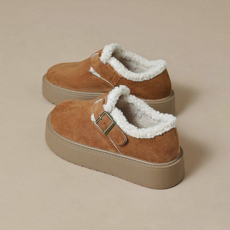 威威女郎 678-2小个子厚底加绒勃肯鞋增高保暖棉鞋毛毛博肯单鞋女