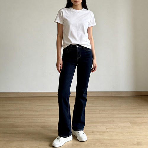 包邮OLD*Ny 美式经典复古弹力微喇裤 日常修身显瘦中低腰牛仔裤