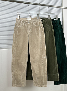 外贸单 RI*EN系列 粗线灯芯绒质地切割弯刀裤 春秋百搭弹力休闲裤