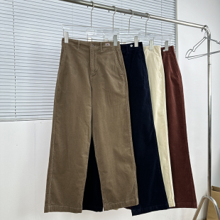 复古简约灯芯绒直筒裤 经典 试衣剪 春秋日常通勤高腰休闲裤 包邮