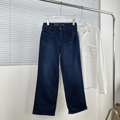 品质好 基础水洗深蓝直筒裤 外贸OLD 日常通勤复古弹力牛仔裤