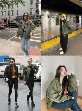 包邮 经典原型MA-1飞行夹克 小个子姐妹酷啊！春秋加厚保暖外套女