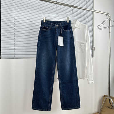 中山大厂货 经典牛仔蓝高个子直筒裤 韩版休闲百搭水洗高腰牛仔裤