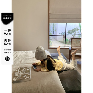 MOMENTHOME莱宝童装慵懒宽松横条纹圆领长袖小鸡黄毛衣针织衫女童