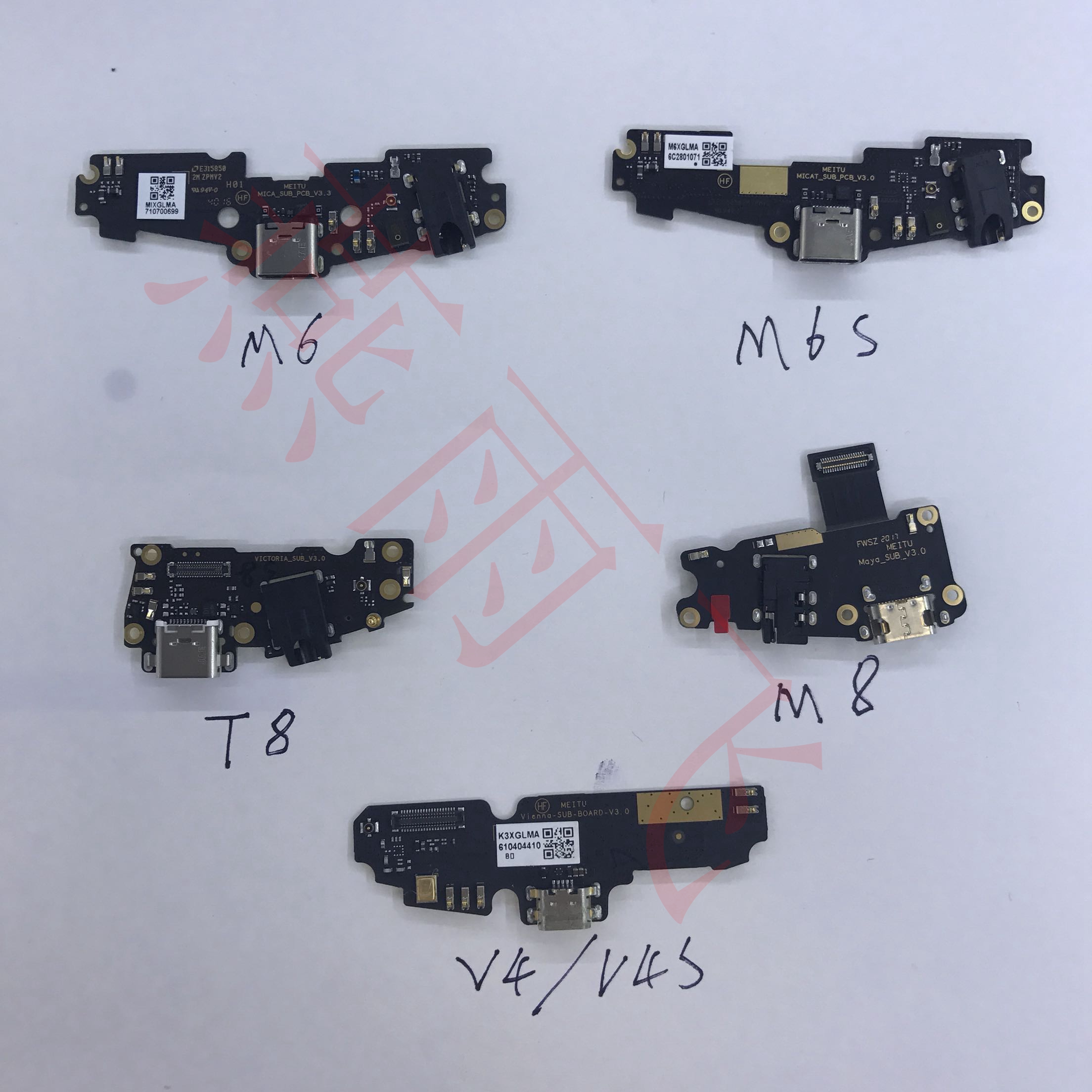 适用美图V4 V4S M4 M6 M6S尾插送话器充电小板尾插排线