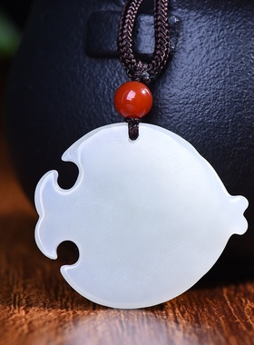 新疆和田玉羊脂玉白玉青白玉热带鱼金鱼吊坠男女士款挂件玉坠玉佩