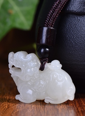 新疆和田玉羊脂玉白玉青白玉招财进宝貔貅吊坠男女款挂件玉坠玉佩
