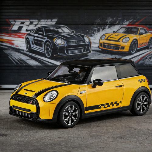 新款 1/18MINI COOPER S合金汽车模型迷你小车仿真车声光车