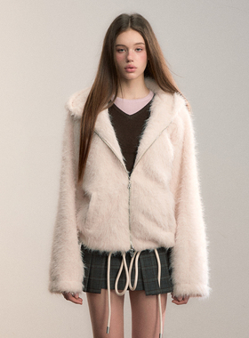 VIA PITTI 卫衣女毛毛氛围感毛茸茸宽松外套2025冬季新款官方授权