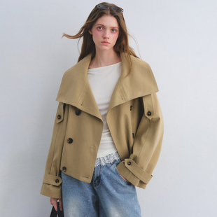 AsGony外套女大翻领花苞茧型双排扣百搭上衣2026春季 官方授权 新款