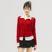 针织衫 女蕾丝花边拼接磨毛长袖 上衣26春季 Vitatrend 新款 官方授权