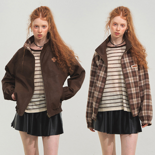 SOMESOWE外套女休闲复古两面穿立领宽松夹克2025秋季新款官方授权