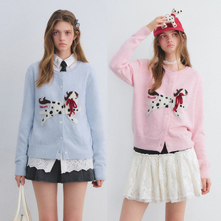 新款 2026春季 官方授权 女小马提花蝴蝶结圆领设计开衫 AsGony针织衫