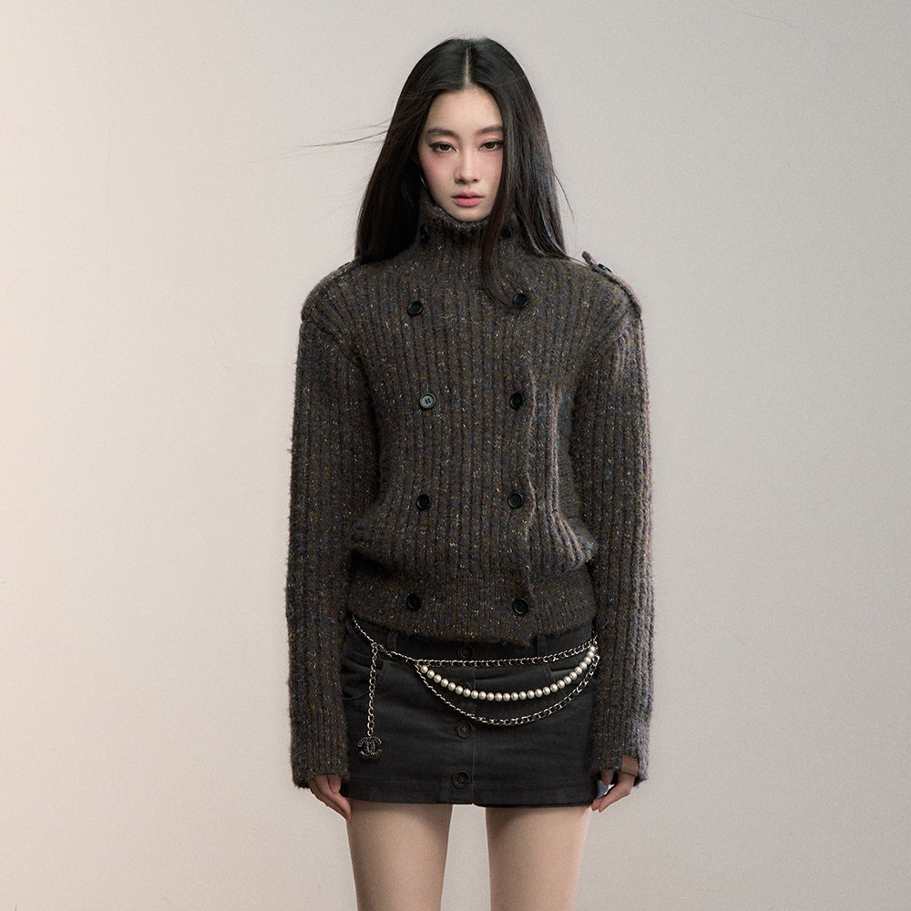 VIAPITTI设计感彩纱高领夹克