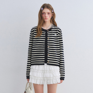 官方授权 新款 AsGony针织衫 圆领条纹设计宽松百搭休闲上衣2026春季