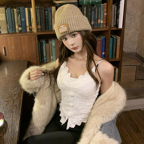 LEAPDREAM吊带背心提花蕾丝加厚