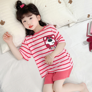 no退no换 短裤 儿童夏季 男女童莫代尔家居服短袖 卡通睡衣套装 清仓