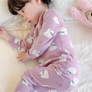 儿童秋冬无骨280克纯棉套装 女童睡衣内衣 女童磨毛加厚秋衣秋裤