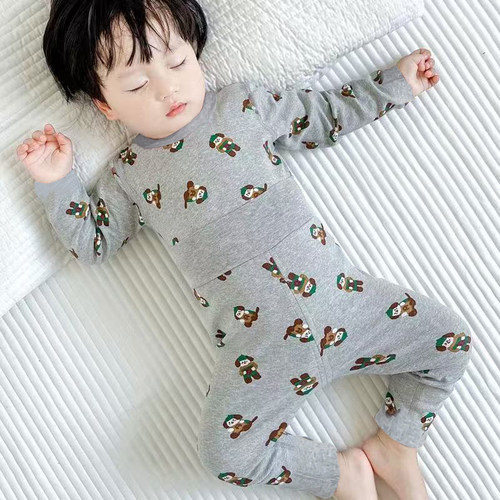 宝宝无骨280G睡衣纯棉a类儿童高腰护肚男女童秋衣秋裤套装家居服