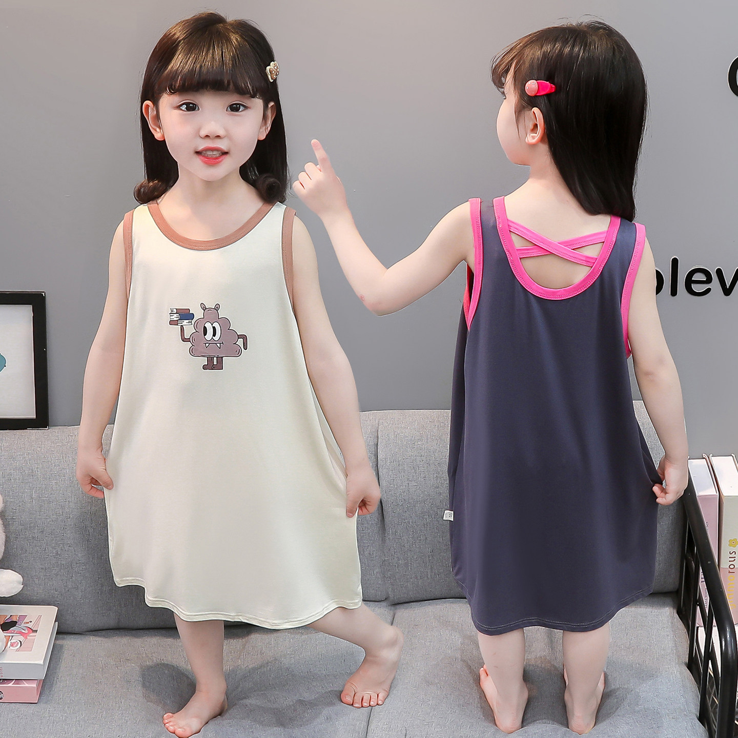 儿童莫代尔睡裙卡通可爱女童夏季家居服女宝宝背心吊带裙子薄款,童装/婴儿装/亲子装,家居裙/睡裙,淘宝优惠券,粉丝福利购,淘宝优惠卷
