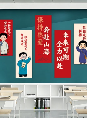 托管班级布置教室装饰墙贴自习黑板报材料小学高三红色文化励志贴