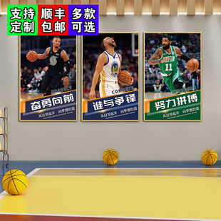 篮球馆墙面装饰挂画少儿体育运动培训宣传墙壁贴画俱乐部明星海报