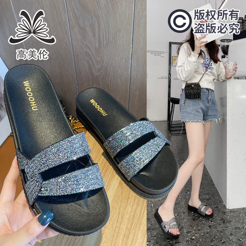 一件中跟厚底拖鞋韩版休闲