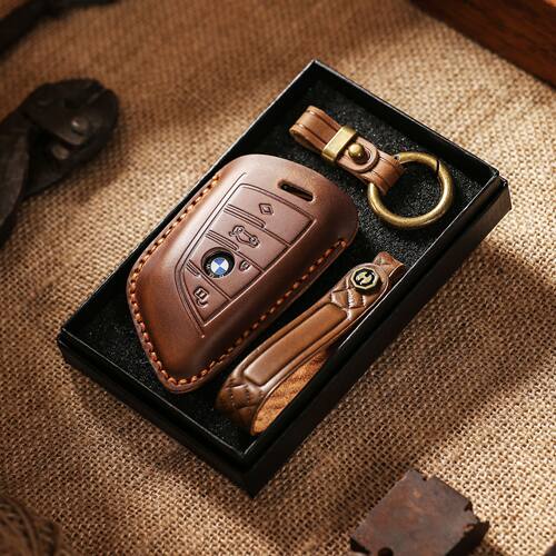 毫末牛皮宝马5系刀锋手工钥匙包