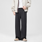 MONTH美式 男通勤阔腿裤 秋季 CHAN 高级感黑色休闲西装 裤 长裤 子