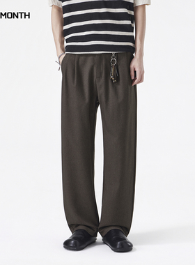 CHAN MONTH简约风垂感休闲裤男宽松2026年春季直筒阔腿百搭长裤